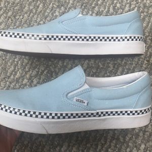 Vans baby blue checkered print. mens 7.5 womens 9